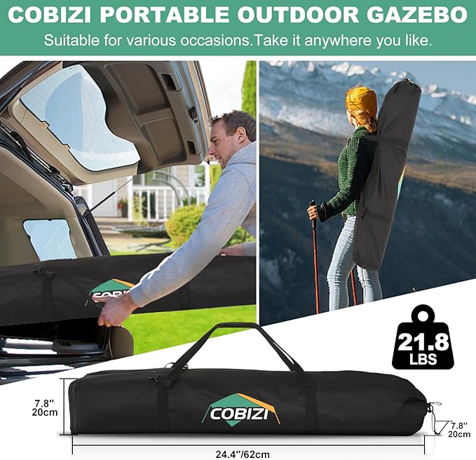 COBIZI 10x10 FT Pop up Gazebo, Popup Canopy tent,Screened In Gazebos with sidewalls, Waterproof Portable Outdoor Small Screen tents Sun Shelter,carpas para patio for Camping, Garden and Backyard,Khaki
