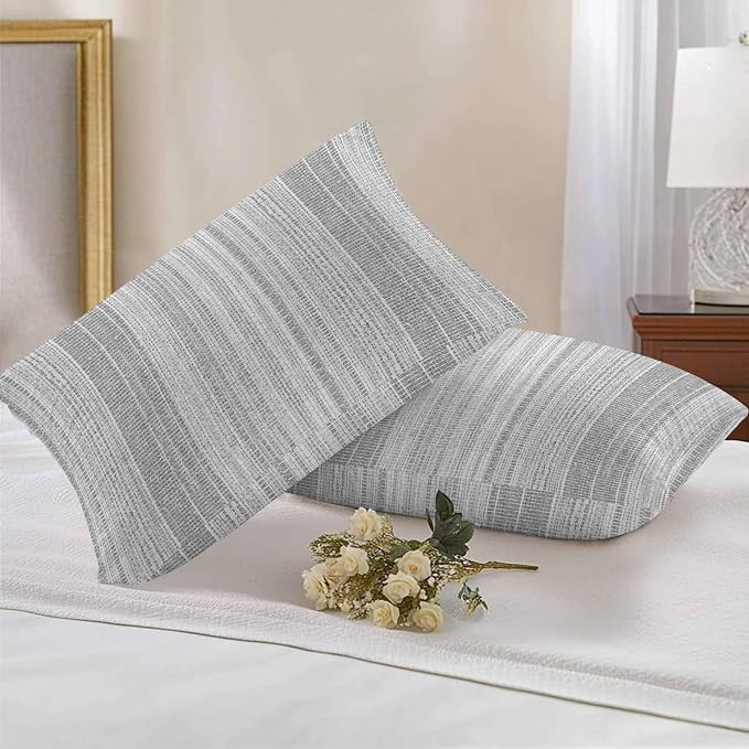 Abstract Gray Outdoor Pillow Covers 20"x12" Set of 2, Rustic Farmhouse Minimalist Grey Vertical Striped Lines Waterproof Throw Pillow Covers for Patio Furniture, Decorative Cushion Covers for Porch