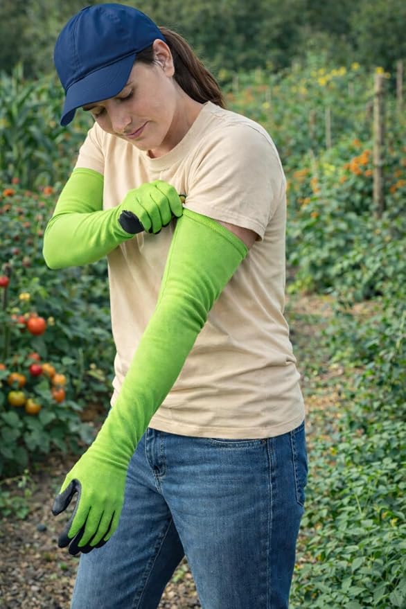 Long Sleeve Gardening Gloves Protection Sleeves, No-Slip Grip & Full Arm Guard Garden Cuffs; Durable, Protective