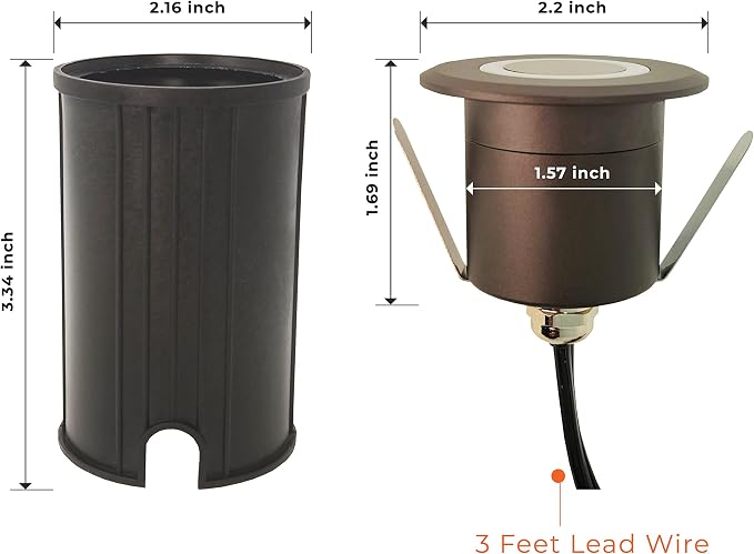 LUMENGY LED In-Ground Paver and Deck Light with Patented Ring Light Effect, 1W, 12V Low Voltage, IP67 Waterproof, for Decks, Driveways, Patios, Steps and Paver Surfaces, Brown Finish, 6 Pack