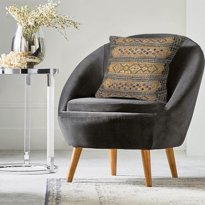 Liora Manne Marina Indoor/Outdoor Power Loomed Easy Care Pillow - Traditional Geometric Casual Southwestern Accent (Tribal Stripe Black) (18" x 18")