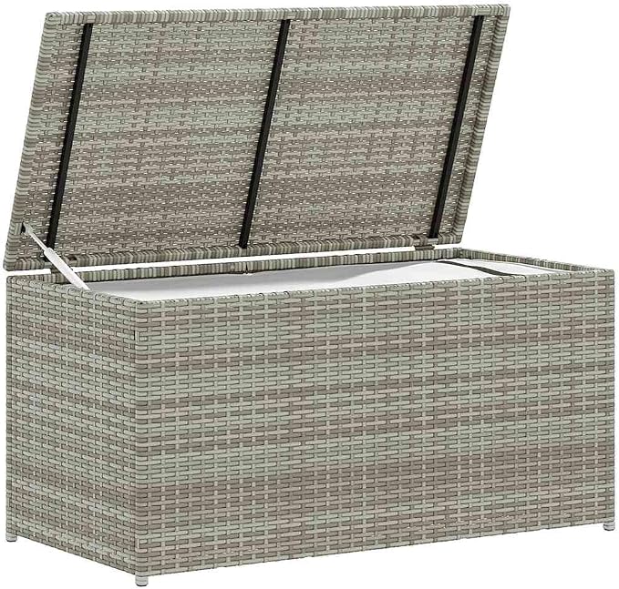 Poly Rattan Outdoor Storage Chest 39.4x19.7x19.7 Inches with PE Liner and Zipped Closure for Patio Cushions and Garden Supplies