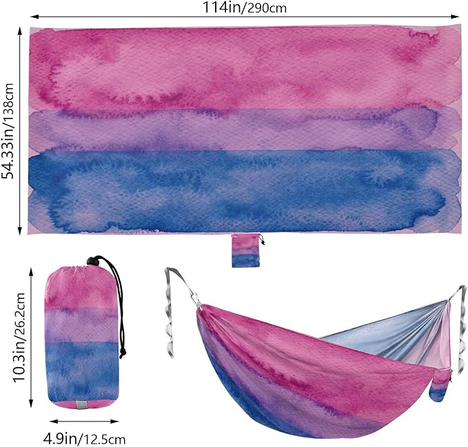 Bisexual Pride Flag Outdoor Hammocks with Hanging Rope Swing Hammock for Outside Patio Backyard Poolside