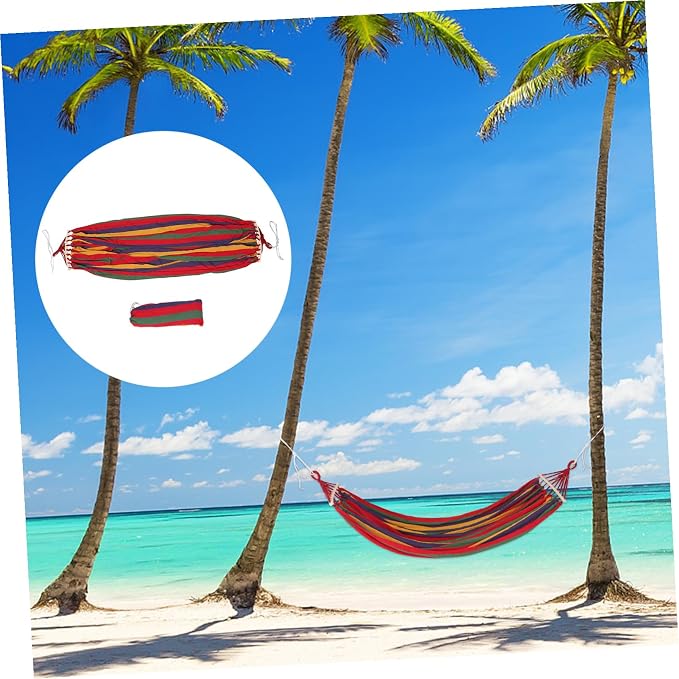 Hammock with Duckbill Buckle Canvas Outdoor Hanging Bed for Camping Backyard Garden and Patio Relaxation Portable and Easy to Up