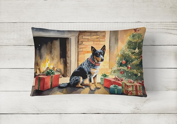 Caroline's Treasures DAC2598PW1216 Australian Cattle Dog Cozy Christmas Throw Pillow Machine Washable, Indoor Outdoor Decorative Pillow for Couch, Bed or Patio, 12HX16W