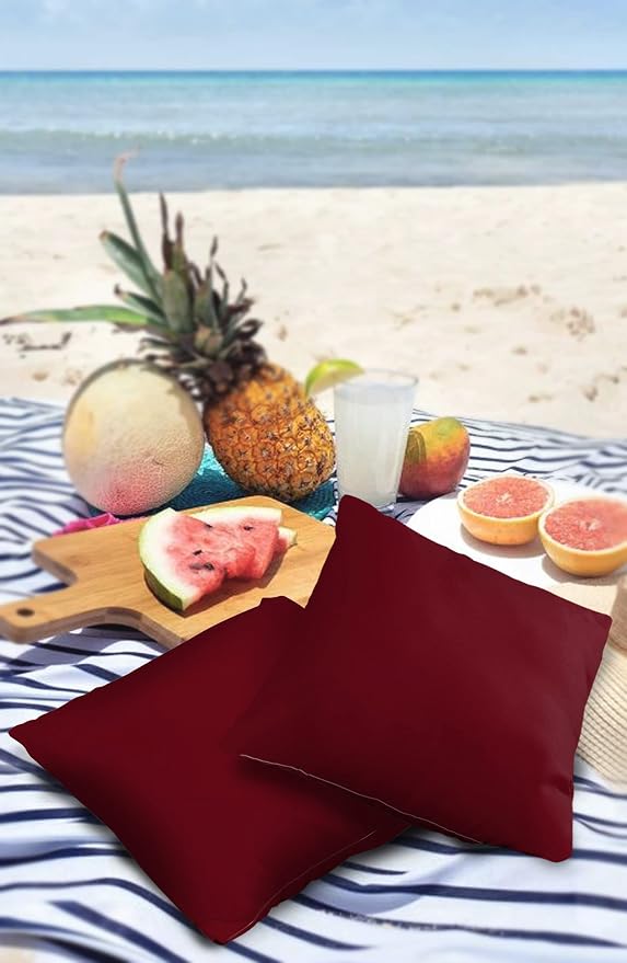 Outdoor Pillow Covers Waterproof, Solid Red Wine All Weather Cushion Case Set of 2, Pure Color Decorative Pillowcases for Sofa Couch Bed Decor Patio Furniture 24"x24"
