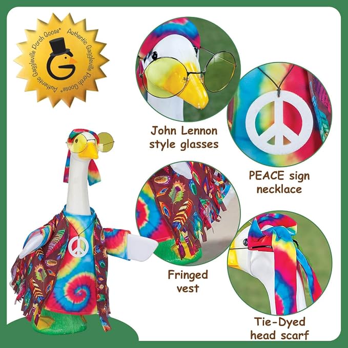 Gaggleville Hippie Goose Outfit, Fits Large 23" H Statue, by Fox Valley Traders