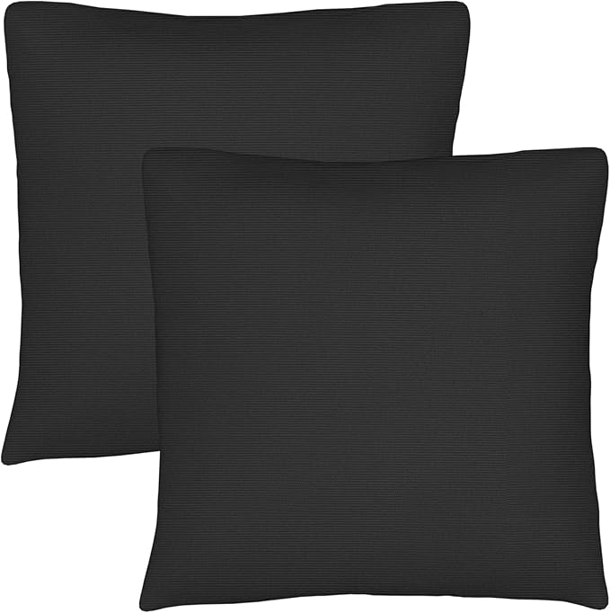 Covers & All Sunbrella Throw Pillows Set of 2, 22 x 22 Inch Square Outdoor & Indoor Cushions with Insert, Fade & UV Resistant Fabric (Canvas Black)
