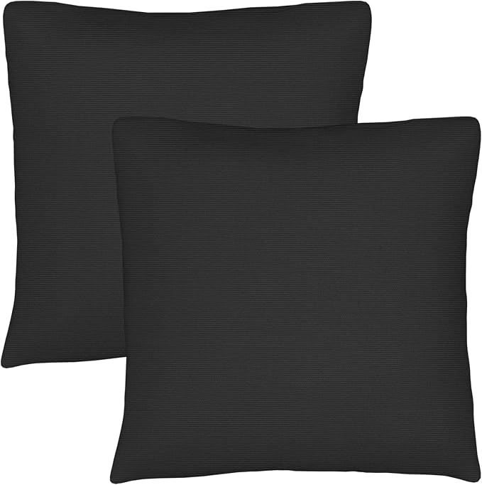 Covers & All Sunbrella Throw Pillows Set of 2, 16 x 16 Inch Square Outdoor & Indoor Cushions with Insert, Fade & UV Resistant Fabric (Canvas Black)