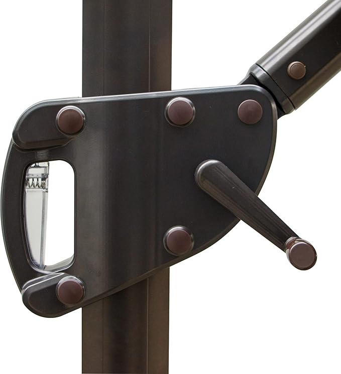 HomeRoots 10' Black Polyester Square Tilt Cantilever Patio Umbrella with Stand