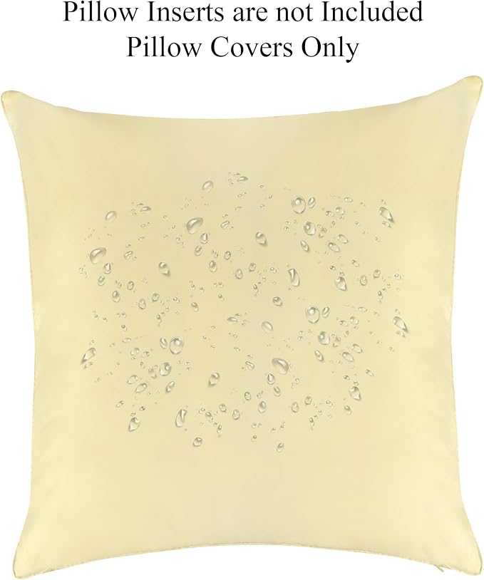 A1 HOME COLLECTIONS A1HC Luxurious Outdoor Waterproof Pillow Covers 22x22 Inches (Pack of 2, Pale Leaf), Throw Pillow Covers for Pool Areas, Garden, Sofa, Chairs, Beds, Tent, Patio