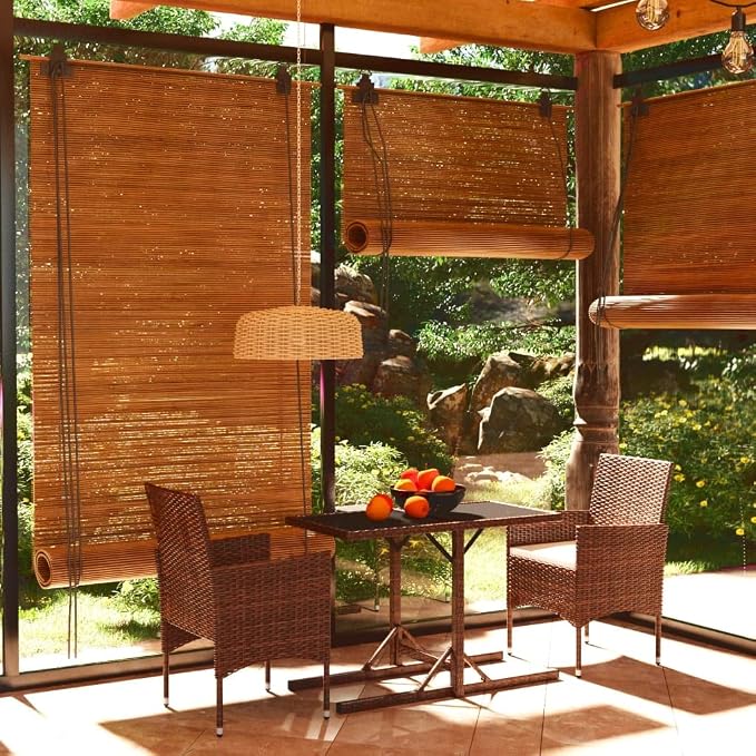 3 Piece Patio Dining Set Brown Cream White Poly Rattan Table 43.3" Glass Top Chairs with Cushions Powder-Coated Steel Frame Outdoor Bistro Set for Garden Balcony Small Spaces