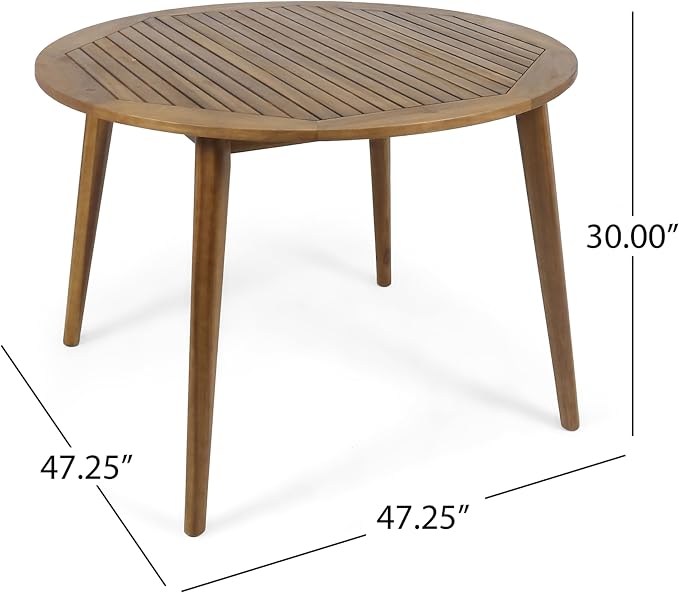 Christopher Knight Home Pines Outdoor 5 Piece Acacia Wood Dining Set with Cushions, Teak Finish and Cream