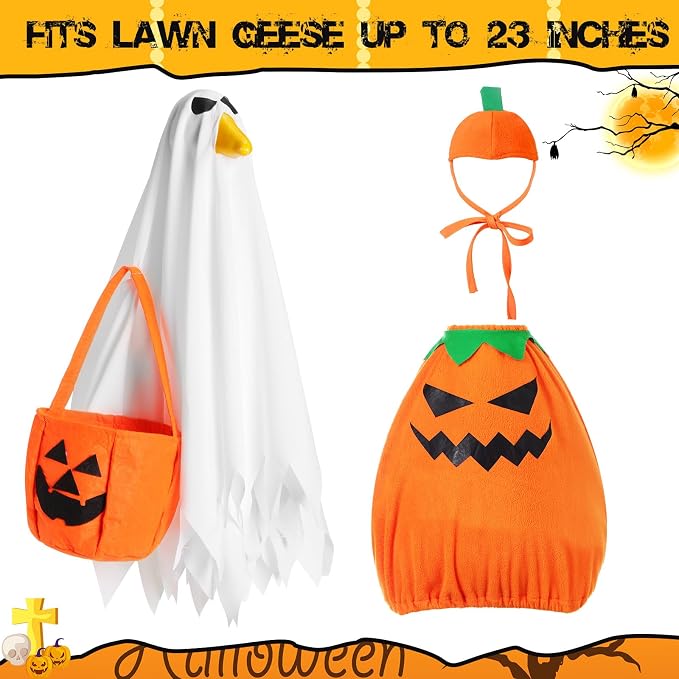 2 Set Halloween Goose Outfit Lawn Porch Goose Cloths Plastic Clothing Fall Halloween Outfit for 23 Inches Outdoor Patio Yard Lawn Art Decoration