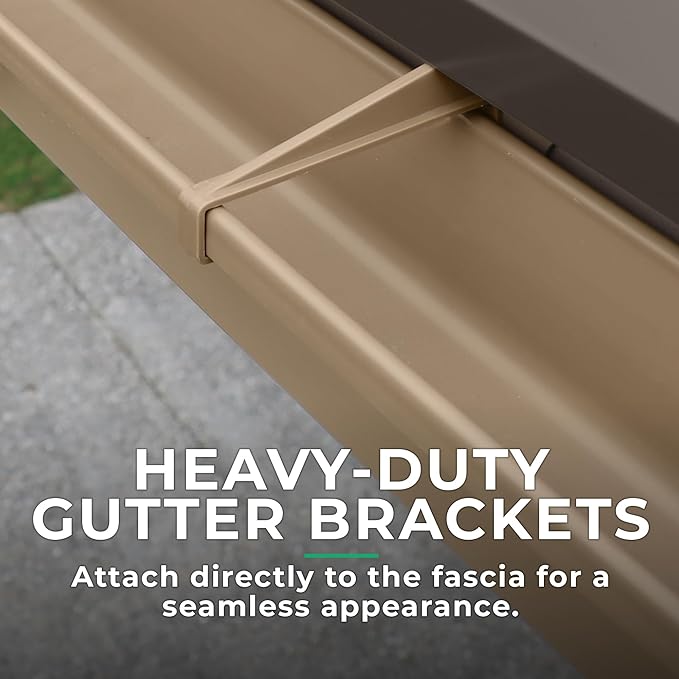 Yardistry 12 x 24 Meridian Gazebo Rain Gutters, Complete Gutter System with 4 Down Spouts for Meridian Gazebo
