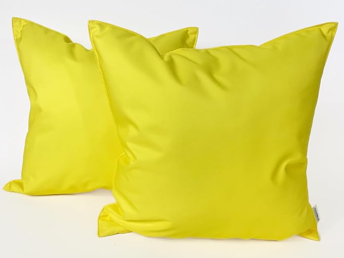 Pack of 2 Outdoor 20''x20'' Yellow Waterproof Throw Pillow Covers Decorative Square Patio Pillows for Patio Furniture (Illuminating)