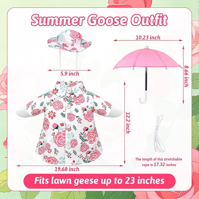 3 Pcs Set Raincoat Goose Outfits Costume, Summer Lawn Porch Goose Outfit | Goose Clothes with Umbrella & Hat for Outdoor Patio Garden Yard Decorations