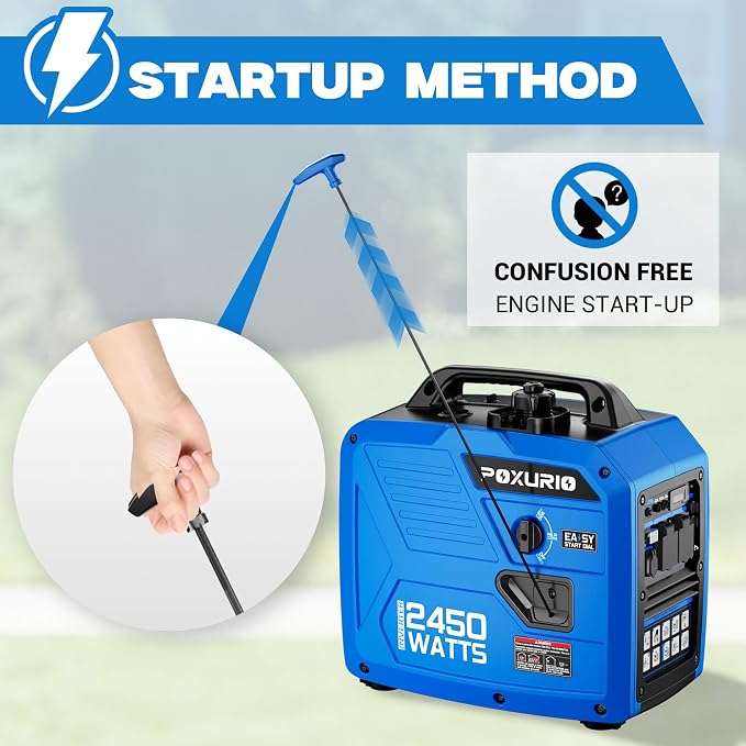 2450-Watt Portable Inverter Generator for Home Use, Super Quiet Small 120V Gas Generator for Camping, 1.6 Gallon Gas Tank for 8.3 Hours Use, EPA Compliant
