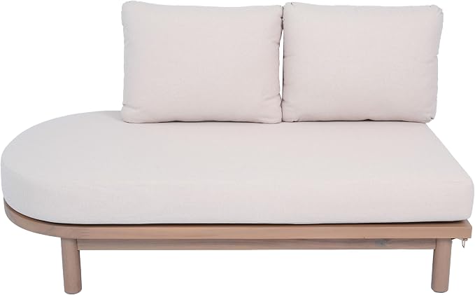 Christopher Knight Home Gemsy 118" Acacia Wood Outdoor Patio Furniture Set with Cushion, Outdoor Half Moon Curved Sectional Sofa Set with Coffee Table, Patio Sectional Sofa Set, Beige + Brown
