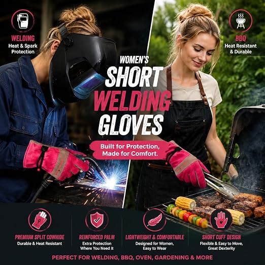 Leather Gardening Gloves for Women-Best Gift for Gardeners.Pink S | Welding, Construction, Chainsaw, Farm, Weeding Gloves, Cowhide, Soft Lining, Breathable, Utility, Firm Grip, Wear Resistant