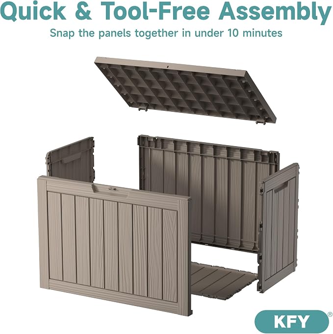 45 Gallon Waterproof Resin Deck Box, UV Resistant Outdoor Storage for Garden, Patio, Porch, Delivery, Grey