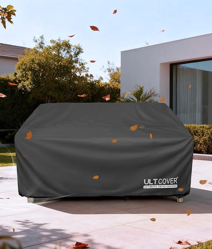 ULTCOVER Waterproof Outdoor Deep Seat Sofa Bench Cover 104W x 40D x 35H inch Patio Furniture Couch Cover, Black