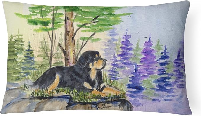 Caroline's Treasures SS8007PW1216 Tibetan Mastiff Canvas Fabric Decorative Pillow Machine Washable, Indoor Outdoor Decorative Pillow for Couch, Bed or Patio, 12HX16W