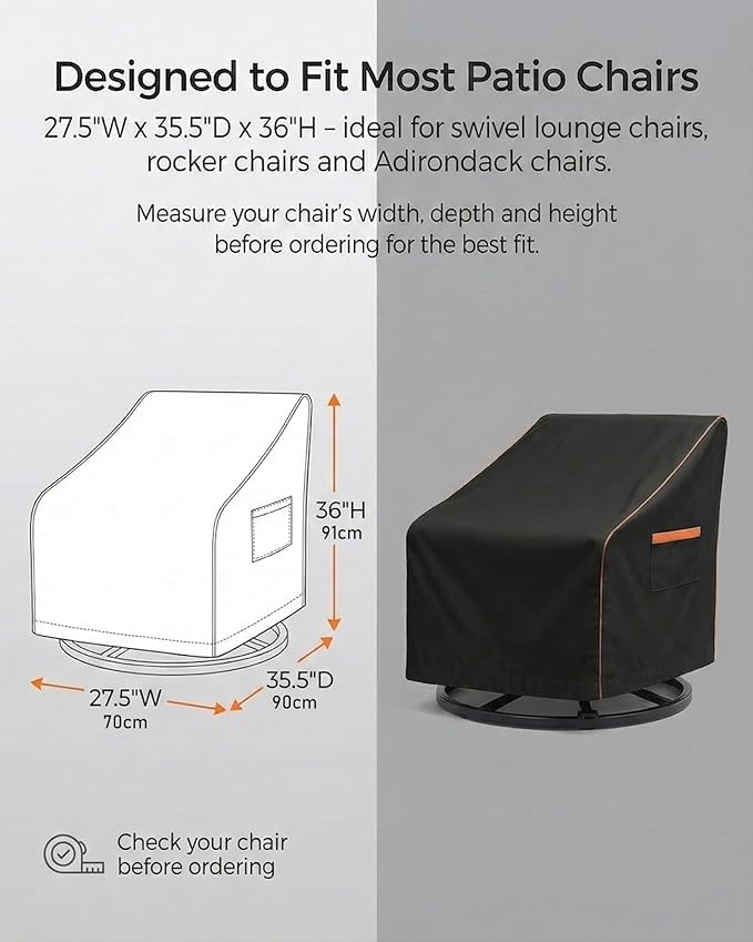 Outdoor Waterproof Patio Chair Covers, Heavy Duty Oxford Coating Weather Resistant Patio Furniture Covers 600D 28W x 35D x 36H inches 2-Pack, Black