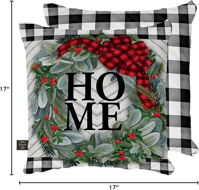 Briarwood Lane Winter Indoor/Outdoor Pillow 17x17 Winter Wreath for Winter Pillow