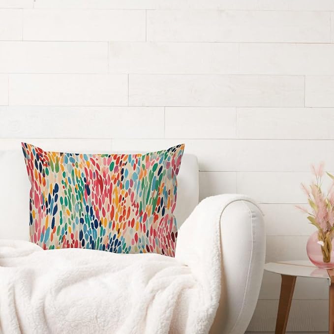 Make It Rain Fiesta Lumbar Support Pillow Case Rainbow Colorful Cushion Cases 20x26in Rustic Accent Modern Decorative Pillow Covers for for Home Sofa Couch Decoration
