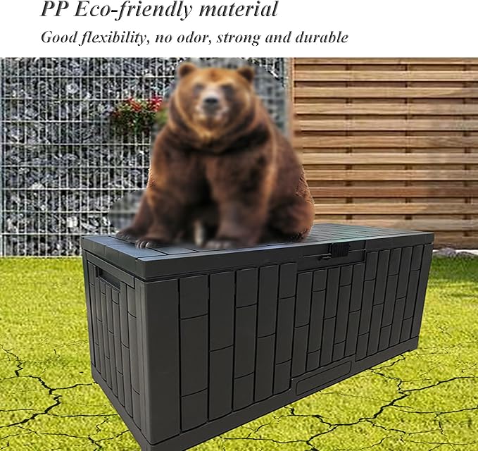 76 Gallon Resin Deck Boxes, Waterproof Storage Box Indoor and Outdoor with Lockable Lid for Garden Tools, Patio Cushions(42.1''*16.1''*22.6'')