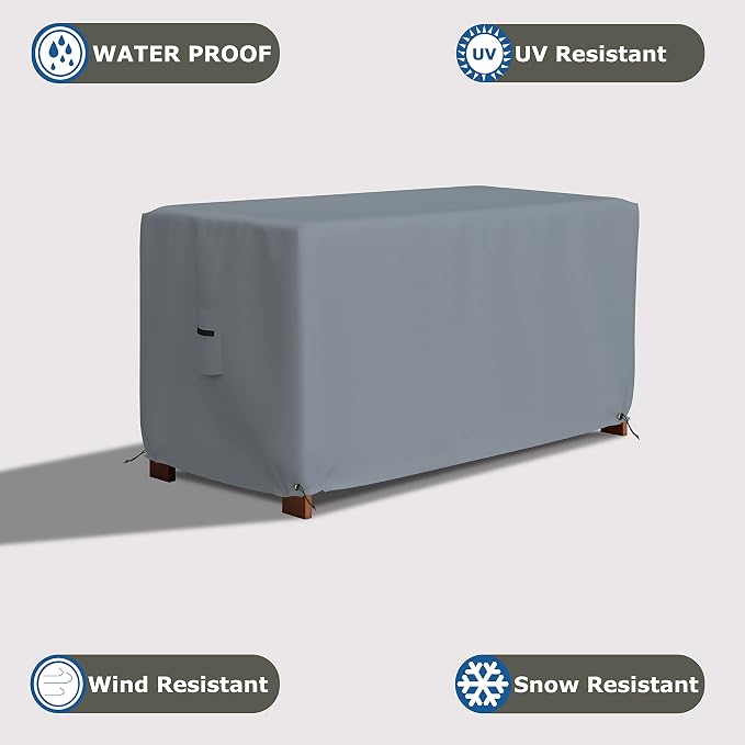 Covers & All Patio Deck Box Cover - Heavy Duty 18 Oz Waterproof Outdoor Yard Cushion Storage Box Protection 100% Weather Resistant with Air Pockets and Drawstring. (44”W X 28”D x 24”H, Grey)