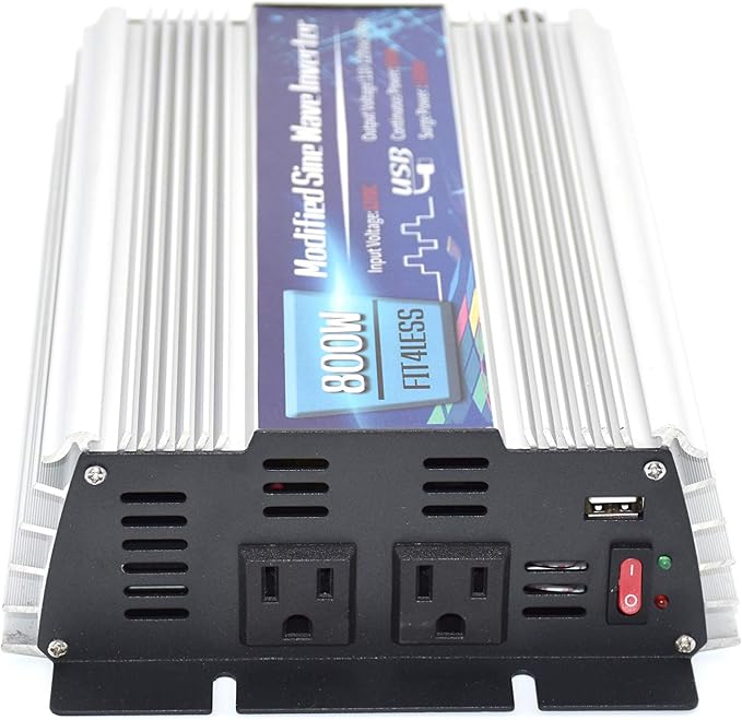 Power Inverter 800W with Dual sockets Output and USB5V 2000mA Input DC12V or 24V, Output AC110V 60Hz (12V)