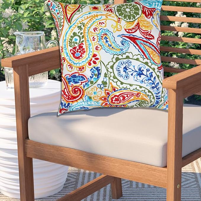 Water Resistant Outdoor Throw Pillows for Patio Furniture,18x18 Inch Decorative Pillows Set of 2 with Insert,Hidden Zipper Headrests for Sofa Couch Chair(Phoenix)