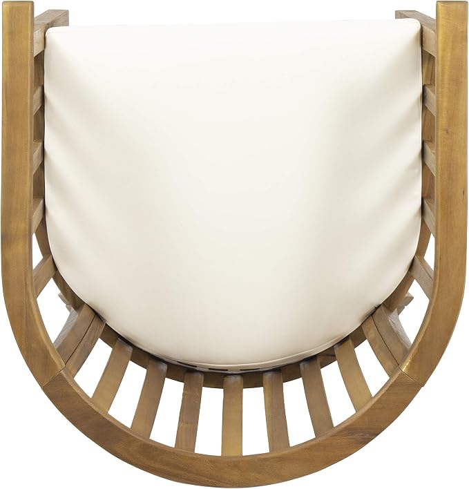 Christopher Knight Home Outdoor Acacia Wood Dining Set 6 Chairs 1 Table Cream Cushions Teak Finish Patio Backyard Garden Furniture 70 Inch Table Outdoor Dining Set