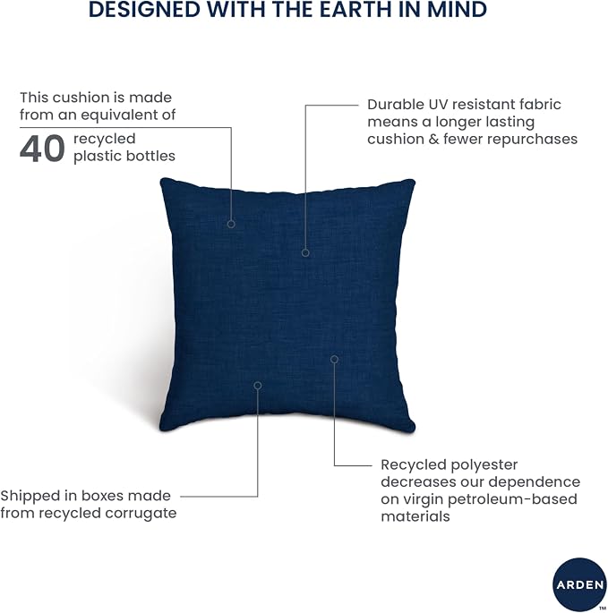 Arden Outdoor Toss Pillow, 2-Pack, 16x16, Moss Green | Indoor/Outdoor Décor, Rain-Proof, Fade Resistant, Mold and Mildew Resistant