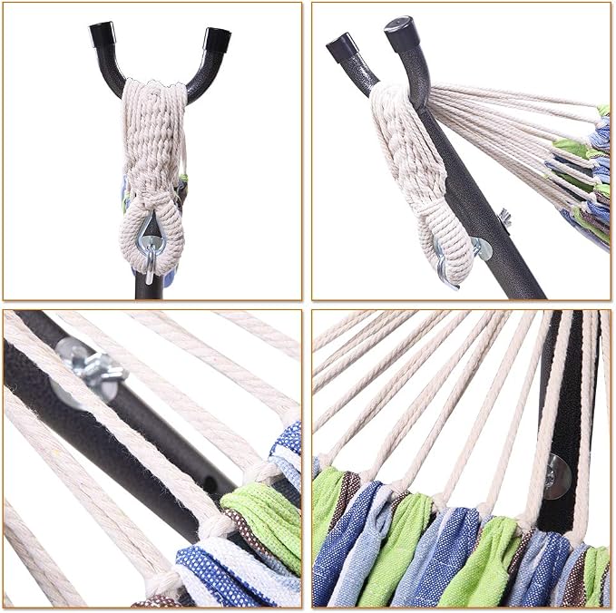 Hammock with Stand, Hammock Stand 600 lbs Capacity Portable Outdoor Hammock stand - Inhouse, Outdoor, Camping, Hammock Stand Set fits apartment patio,Cotton Hammock with Stand for Outside