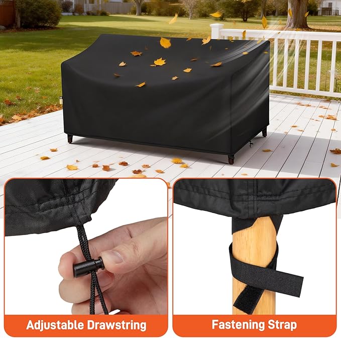 Arcedo Waterproof 2-Seater Loveseat Covers for Patio Furniture, Weatherproof Outdoor Chair Seat Couch Sofa Cover, 54" W x 37" D x 35" H, Black