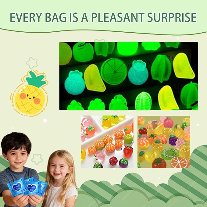Mini Glow In The Dark Animal Resin Models, Resin Animals Mystery Bags, Individually Wrapped Blind Bags Tiny Animal Figurines, Collectible Mini Animals For Fairy Garden, DIY Crafts (50, Fruit)