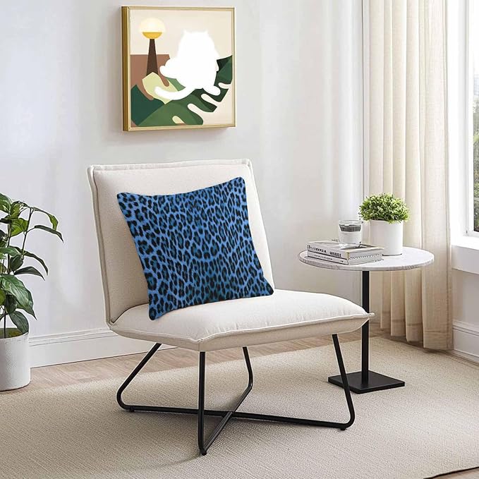 Vandarllin Outdoor Throw Pillows Covers 20x20 inch Set of 2 Waterproof Blue Leopard Print Decorative Zippered Cushion Covers for Patio Furniture, Retro Animal Fur Pattern Lumbar Pillowcases