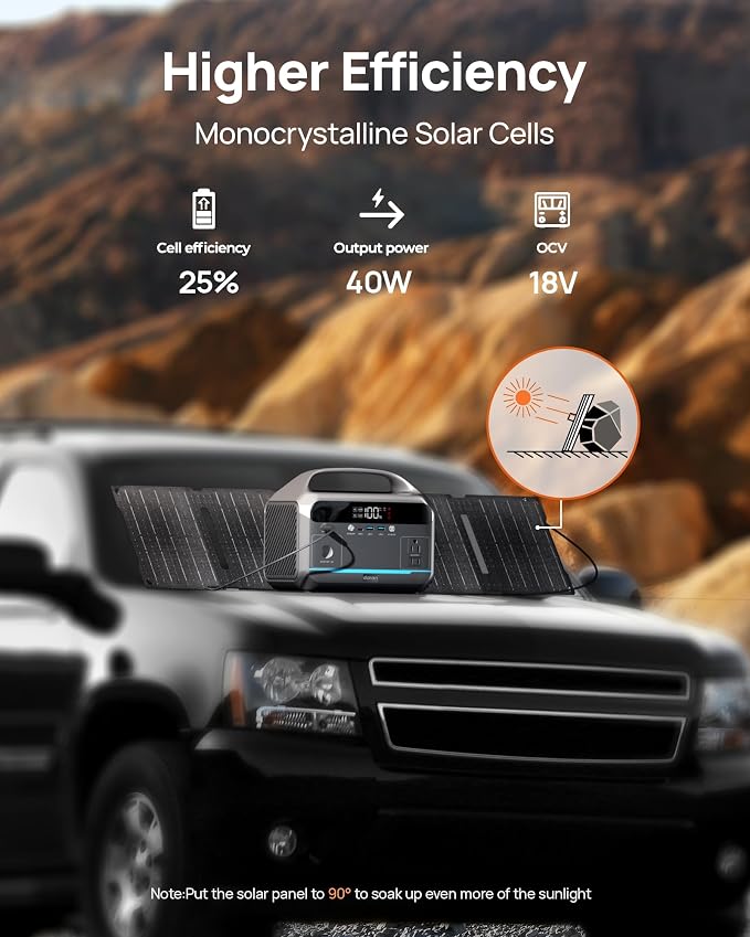 Portable Power Station 350W with 100W Foldable Solar Panel, 288Wh LiFePO4 Solar Generator, 600W Surge Battery Backup, 90,000mAh Outdoor Power Bank for Home Emergency, RV, Camping, Off-Grid, Laptops