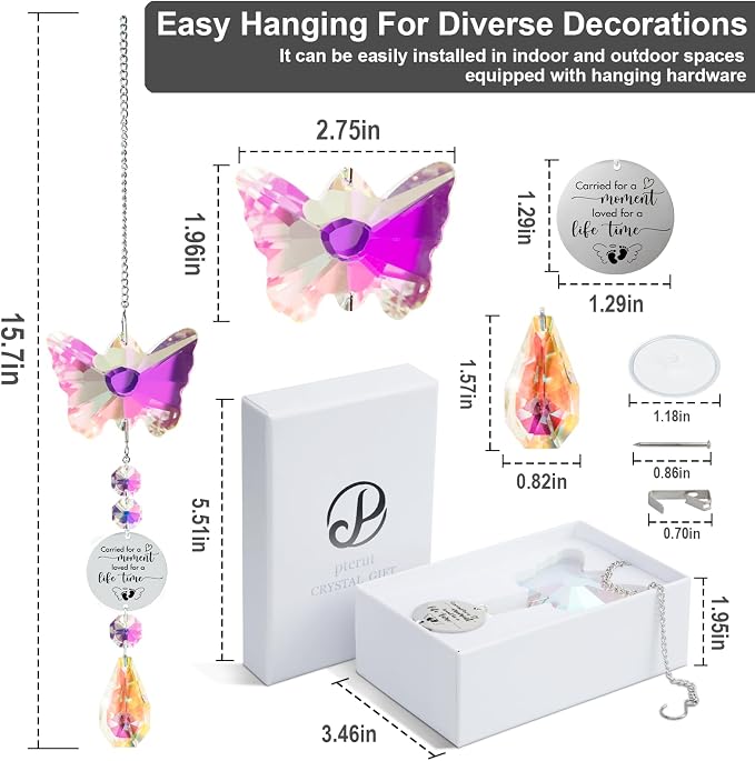 Butterfly Suncatcher Memorial Sympathy Gifts for stillbirth Infant,Baby Pregnancy Loss, Miscarriage Keepsake Gifts for Mothers Dad Mom Parent