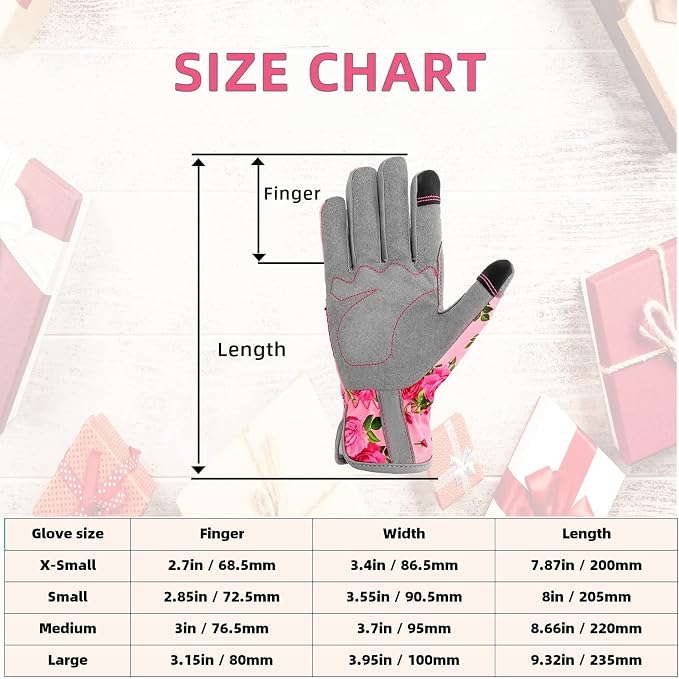 YRTSH Leather Gardening Gloves for Women, Flexible Breathable Garden Gloves | Thorn Proof Working Gloves for Weeding, Digging, Planting and Pruning, Large, Pink