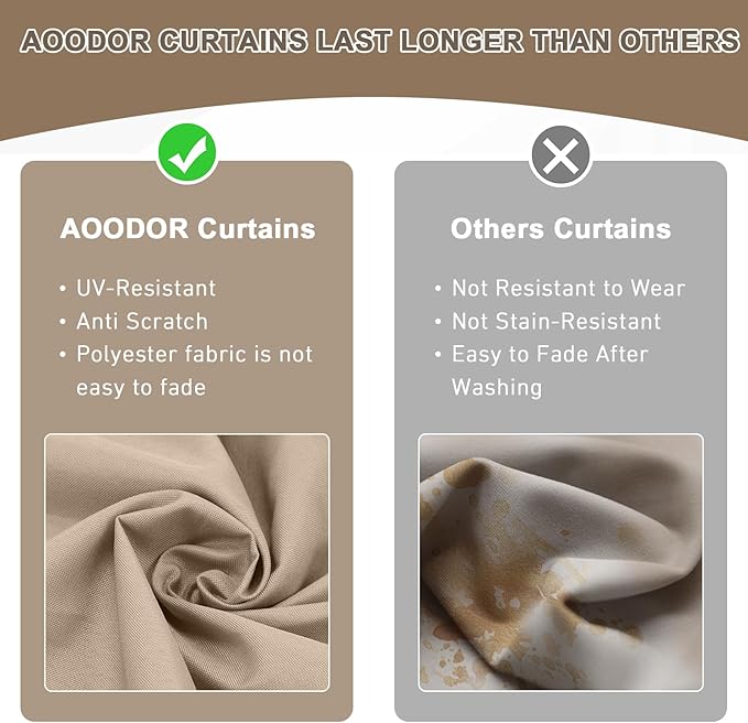 Aoodor 10x12 ft Outdoor Gazebo Curtains, 4 Panels Waterproof Privacy Sidewall Replacement with Zipper for Patio Pergola and Canopy, Sand Yellow and Brown