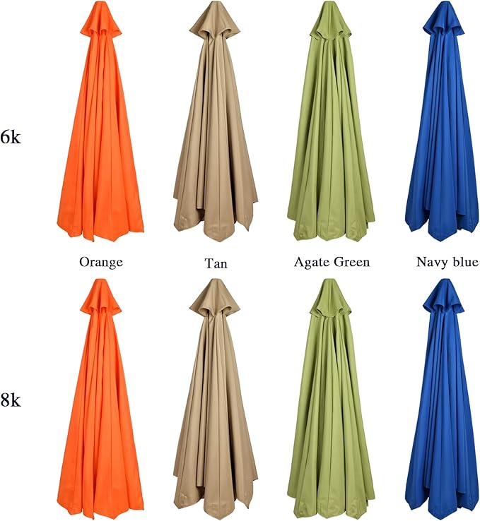 belupai 10ft Patio Umbrella Replacement Canopy, 6 Ribs Canopy Replacement Water Resistant Patio Canopy Outdoor Table Market Yard Umbrella Top Outdoor Umbrella Canopy 56-58in Ribs (Canopy Only)(Blue, 6Ribts)