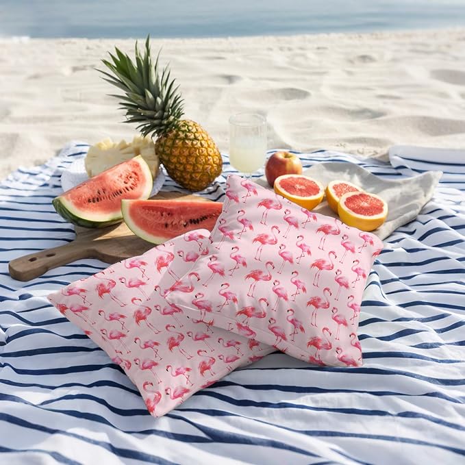 Pink Flamingo Outdoor Pillow Covers 16x16 Inch Throw Pillow Covers Set of 2 Waterproof Decorative Pillow Cases Summer Animals Cushion Covers for Patio Furniture Garden Couch Sofa