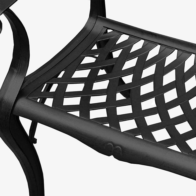 Oakland Living Modern Outdoor Mesh Lattice Aluminum 95-in Black Large Rectangular Patio Eight Arm Chairs Dining Set