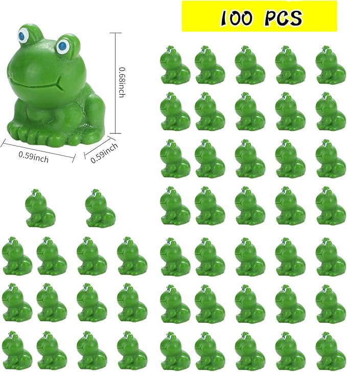 EKisemio 100 Pcs Mini Frog Garden Decor | Green Frog Figurines | Miniature Home Décor | Tiny Plastic Frogs | Fairy Garden Decor | Tiny plastic frog to hide for Miniature Garden, Terrarium, Plant Pots, DIY Crafts