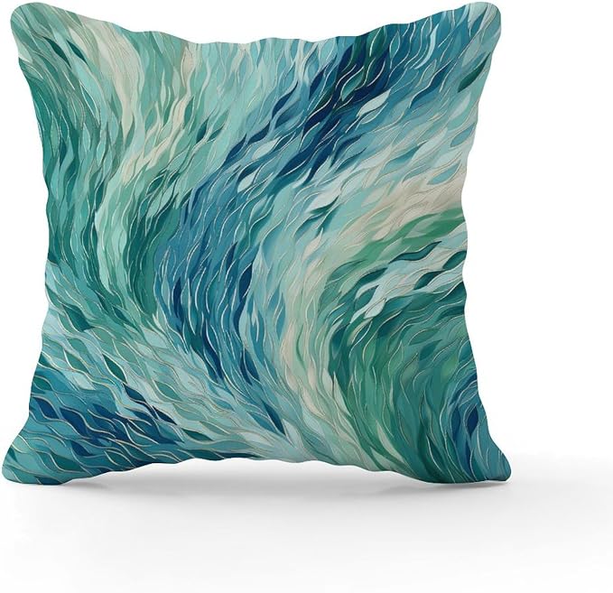 Pillowcase Make It Rain Fiesta Cushion Cover Modern Rainbow Teal Pillow Cover Accent Modern Decorative Pillow Covers for Bedroom Sofa Bench Porch 16x16 in