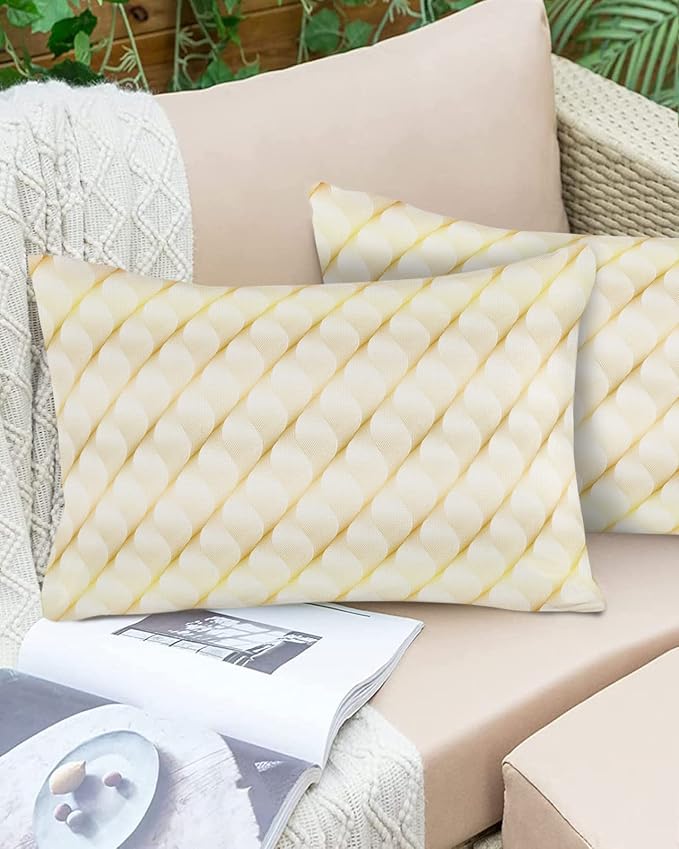 Prime Leader Outdoor Waterproof Pillow Covers Set of 2, Retro Gradient Yellow Abstract Geometric Patio Throw Pillow Covers, Decorative Cushion Case for Couch Sofa Furniture Garden, 20x12 Inch